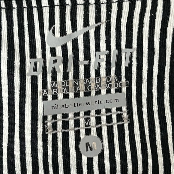 Nike Dri Fit Leggings Women Size M White Black Striped Swirls Yoga Pants - Picture 5 of 10
